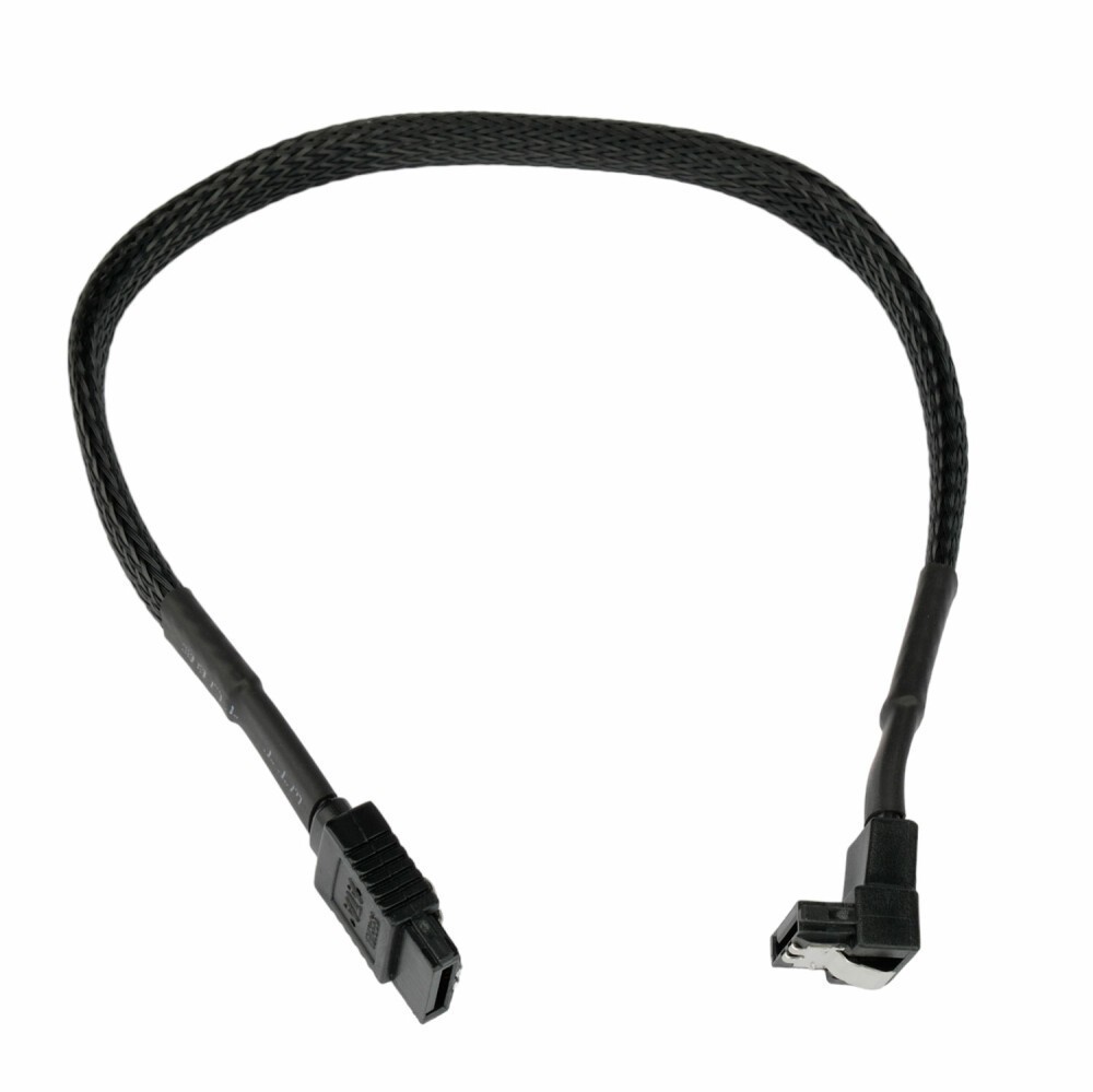 Кабель интерфейсный SATA  30см, Cablexpert, угловой, защелка, оплетка, черный