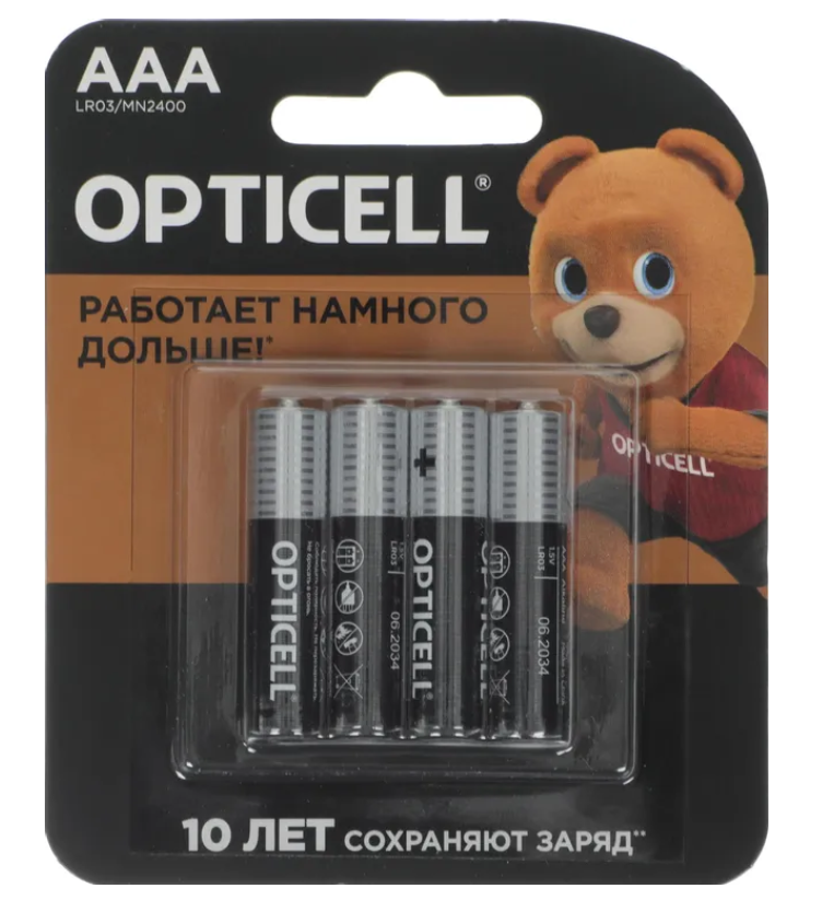 Элемент питания AAA, 1.5V,  4шт, Opticell Basic LR03