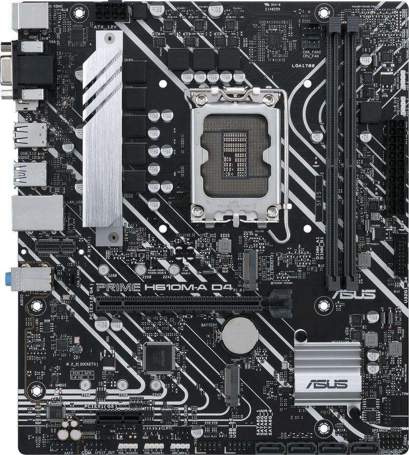 Материнская плата Socket-1700 ASUS PRIME H610M-D D4 (H610) 2*DDR4 2*PCI-Ex16 1*PCI-Ex4 1*PCI-Ex1 M.2 HDMI VGA COM mATX