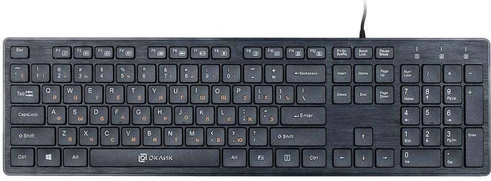 Клавиатура проводная Oklick 520M2U USB+HAB Black