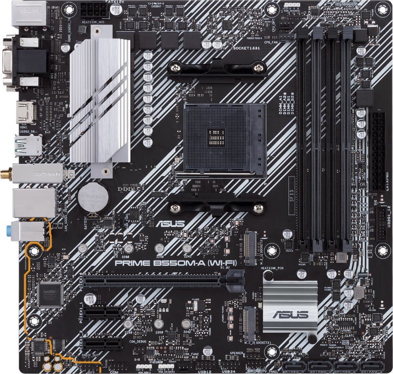 Материнская плата Socket AM4 ASUS PRIME B550M-A (B550) 4*DDR4 2*PCI-Ex1 1*PCI-Ex16 4*SATA 2*M.2 HDMI DVI VGA mATX