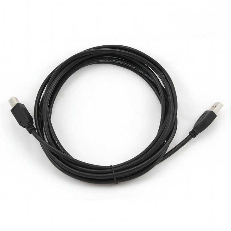 Кабель USB2.0 Am < - > Bm  3.0м, Cablexpert, экран, черный, пакет