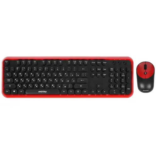 Комплект беспроводной (клавиатура+мышь) Smartbuy 620382AG Wireless черный-Red