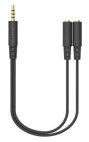 Кабель аудио-видео 3.5 Jack-M < - > 2x3.5 Jack-F 0.2м, A4Tech AD-3P