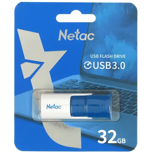 Флешка 32Gb Netac U182 USB3.0 выдвижной, синий
