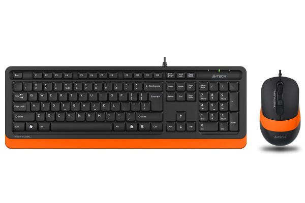 Комплект проводной (клавиатура+мышь) A4Tech Fstyler F1010 черный/оранжевый
