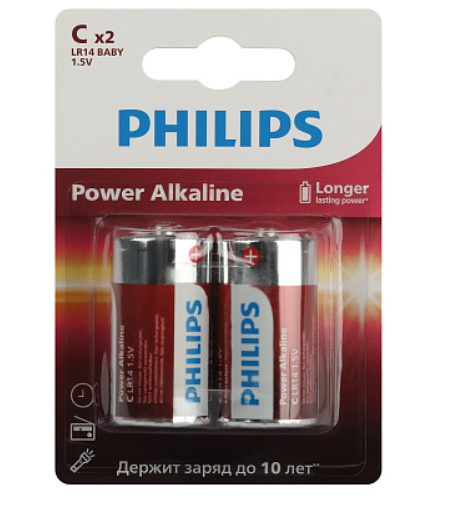 Элемент питания LR14 (C), 2шт, Philips Power LR14