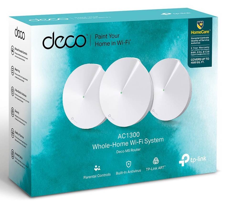 MESH-система ТP-Link Deco M5 AC1300, 5 ГГц, 1000 Мбит/с, 3 шт, белый