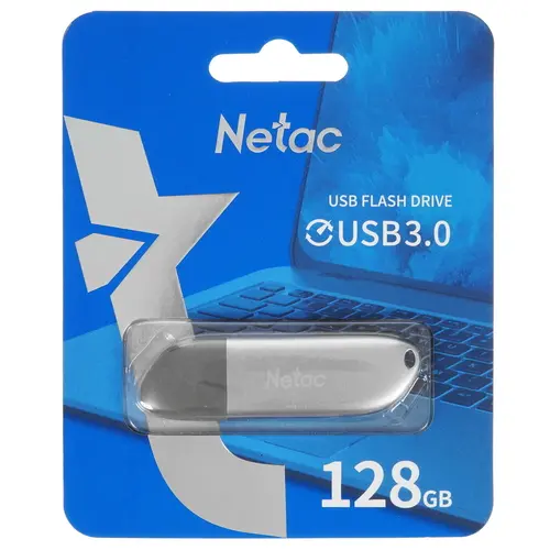 Флешка 128Gb Netac U352 USB3.0 с колпачком, металлическая