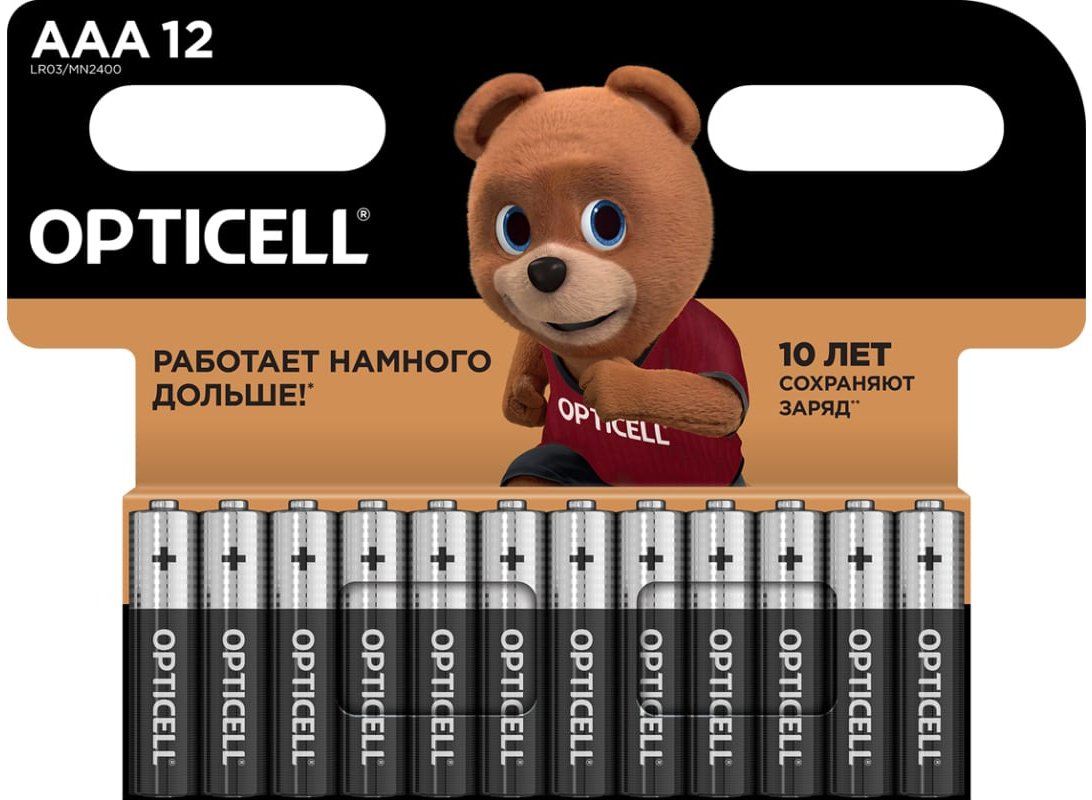 Элемент питания AAA, 1.5V, 12шт, OPTICELL BASIC