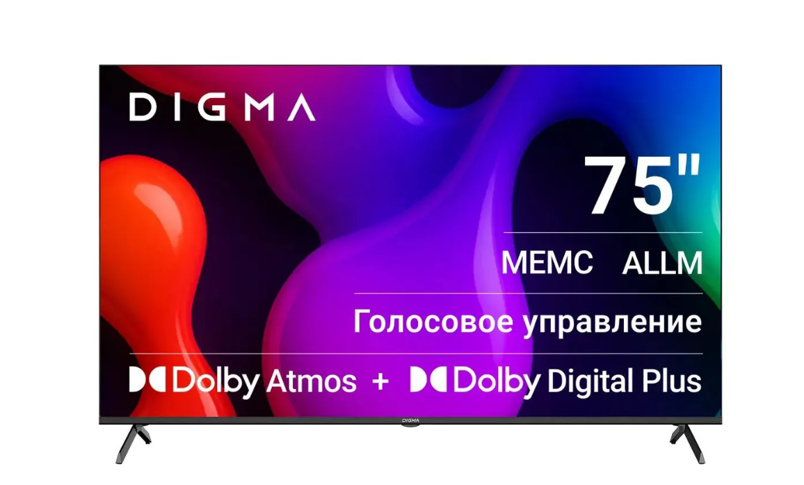 Телевизор 75" Digma DM-LED75UQB31 Google TV Frameless Metal 4K Ultra HD 60Hz DVB-T/T2/C DVB-S/S2 WiFi Smart TV