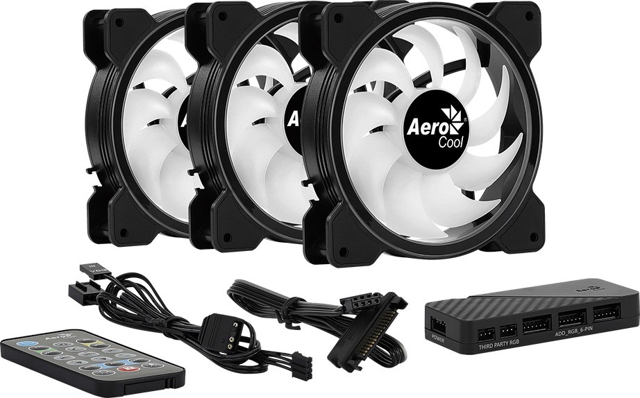 Комплект вентиляторов Aerocool Astro Saturn 12F ARGB Pro (3*120мм, 6-Pin ARGB-подстветка, 1000 об/ми