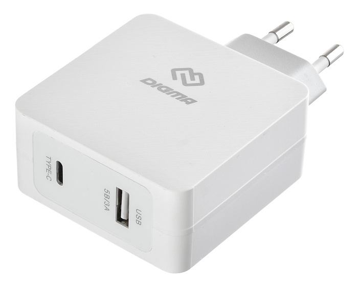 Сетевое зарядное устройство Digma DGPD 45W USB-C USB-A White
