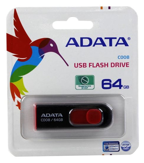 Флешка 64Gb ADATA [C008] USB черный/красный