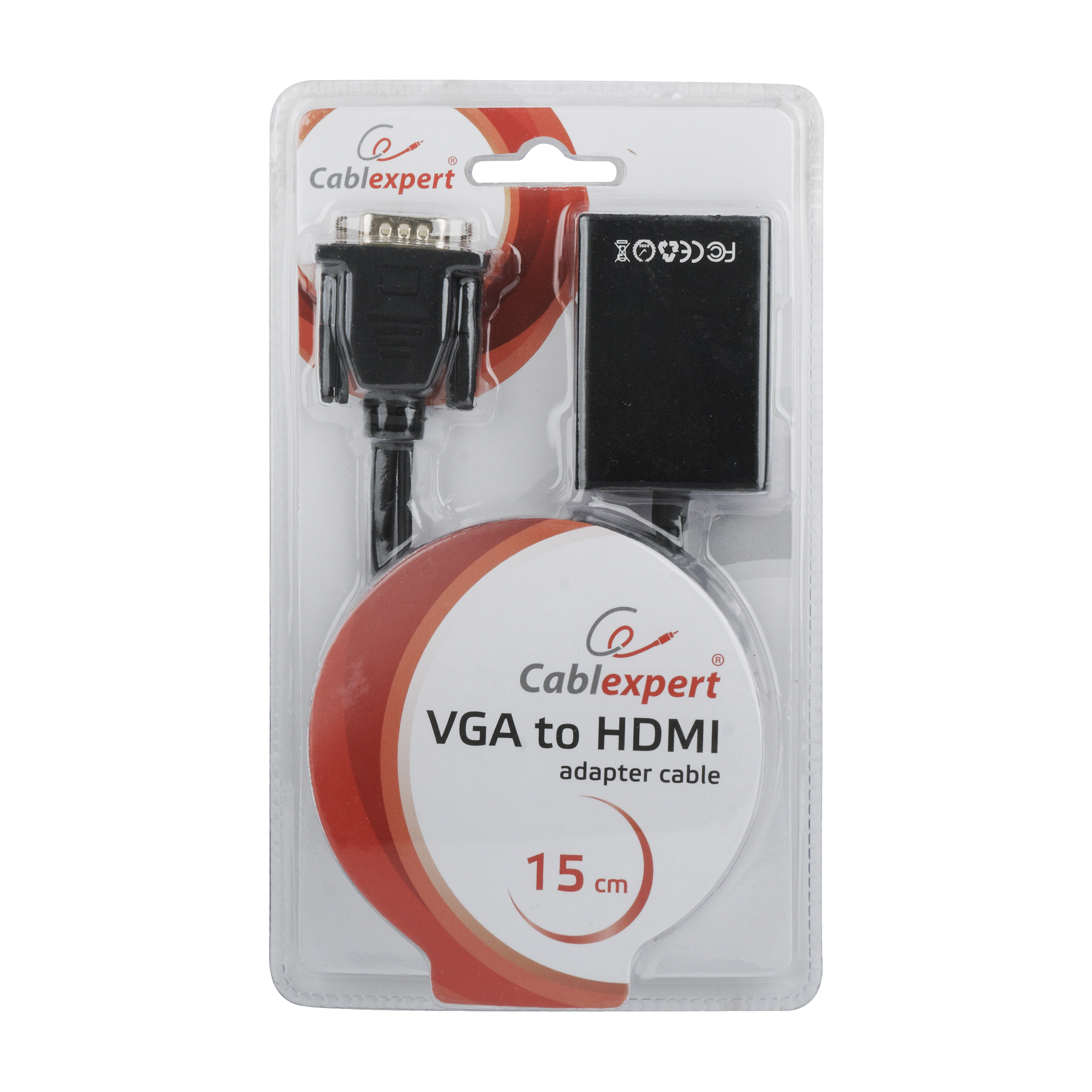 Кабель-переходник VGA (m)  --  HDMI (f), Cablexpert A-VGA-HDMI-01 15см