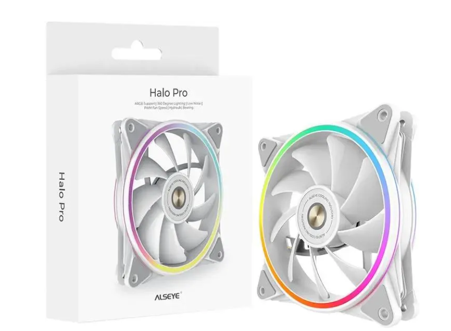 Вентилятор для корпуса 120mm ALSEYE HALO PRO W (4pin, 120x120x25mm, 26dBA, 2100об/мин, ARGB) White