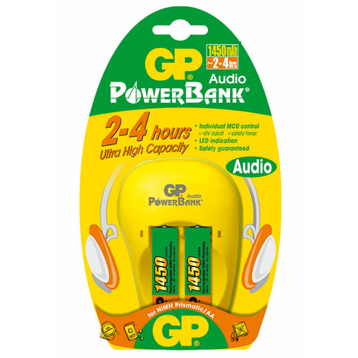 Сетевое зарядное устройство AA/AAA GP PB12 + 2 аккумулятора 1450mAh