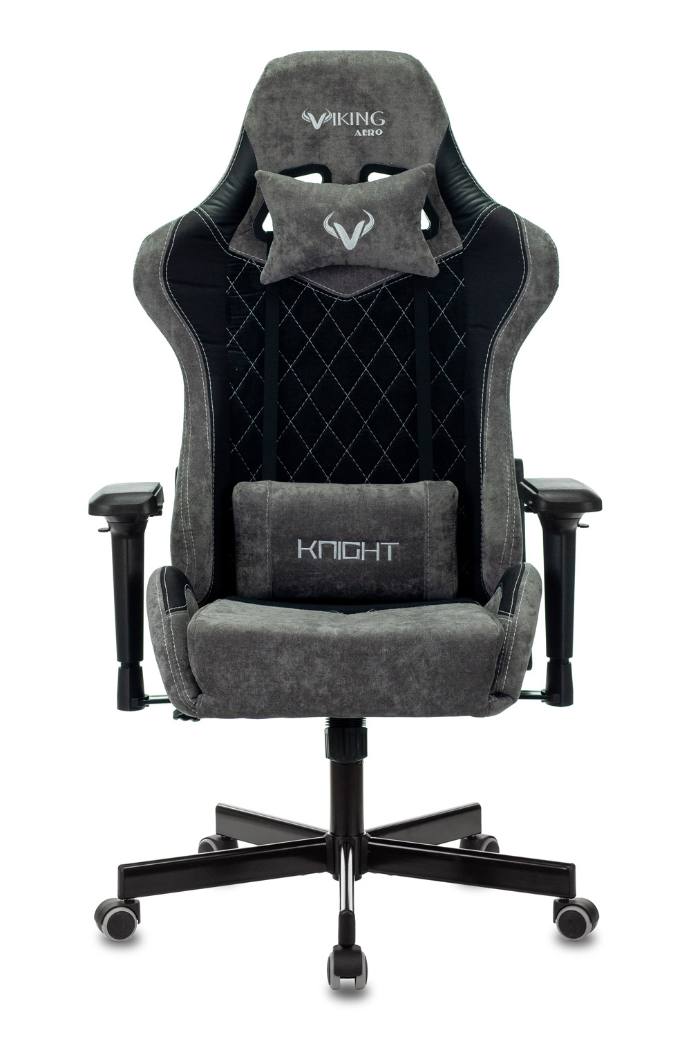 Кресло Zombie VIKING 7 KNIGHT Fabric (текстиль/эко.кожа, мех. качания, крест. металл, до 120 кг) Черный