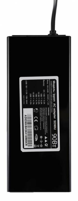 Блок питания для ноутбука Ippon SD90U универсальный (15-19.5V, 90W, USB, 8 сменных разъемов питания)