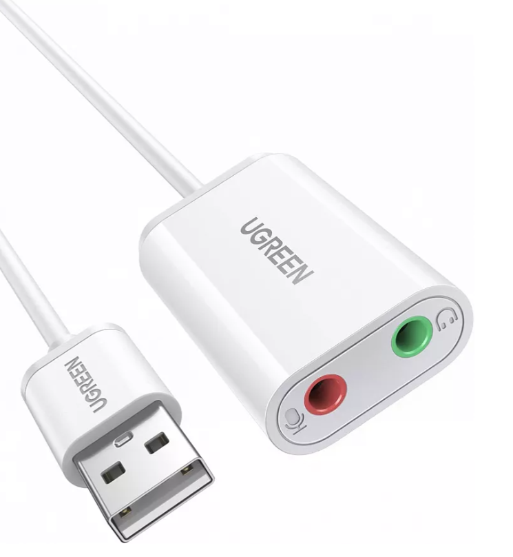 Звуковая карта внешняя UGREEN US205  External Sound Adapter USB 2.0 белый
