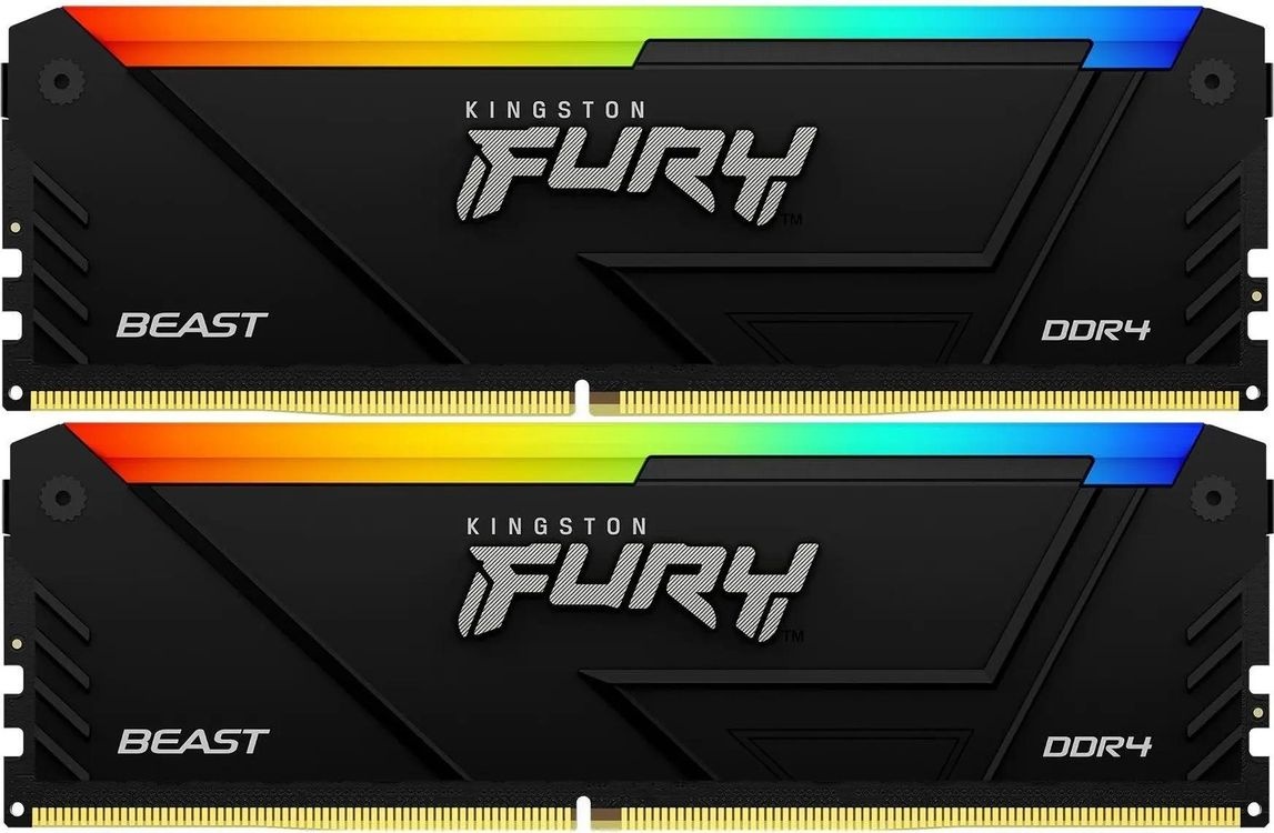 Модуль памяти DDR4 32Gb PC4-25600 3200MHz Kingston Fury Beast Black RGB (kit of 2)