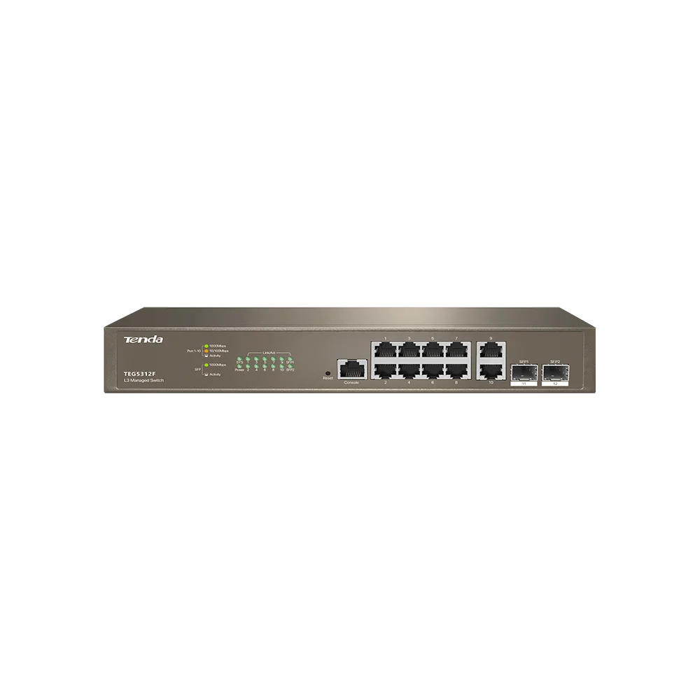 Коммутатор 10 port Tenda TEG5312F 1000 Мбит/с 2*SFP