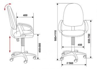 Кресло Бюрократ CH-300AXSN (ткань, пружинно-винтовой мех. качания, крест. пластик, до 120 кг) Черный