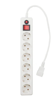 Сетевой фильтр Гарнизон ECL 5 розеток 10A 1.8м белый (вилка для ИБП)