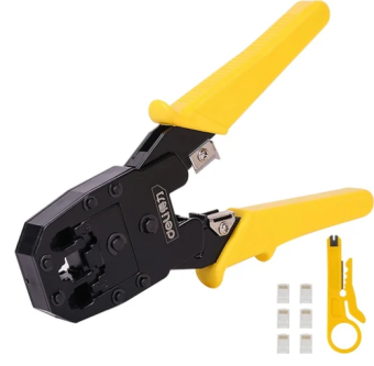 Клещи обжимные Deli DL2468 - RJ45 (8P8C), RJ12 (6P6C), RJ11 (6P4C) для витой пары и тел.линии