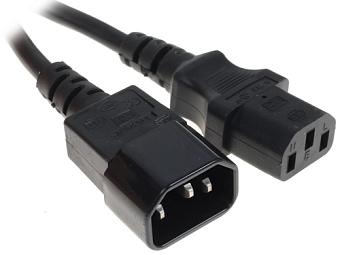Кабель питания 220V C13 - C14, 3.0м, 10А, черный (удлинительный)
