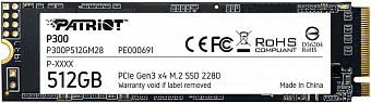 Накопитель SSD M.2 512Gb Patriot P300P512GM28 (PCI-E 3.0 x4, 1700/1200 Мбайт/сек)