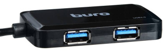 Концентратор USB-A - 4-port USB3.0, BURO BU-HUB4-U3.0-S, черный