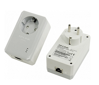 Адаптер Powerline TP-Link TL-PA4010P KIT AV600, 100 Мбит/с, с розеткой, белый