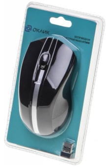 Мышь беспроводная Оклик 615MW черный/серебристый