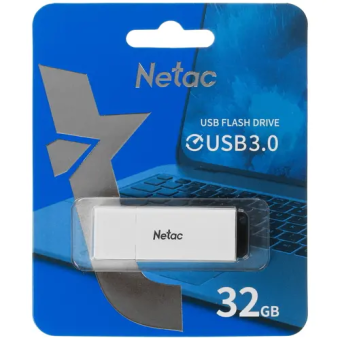 Флешка 32Gb Netac U185 USB3.0 с колпачком пластиковая, белая