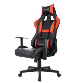 Кресло ZOMBIE GAME PENTA (эко.кожа с подголов, крест. пластик, до 120 кг) Черный/красный