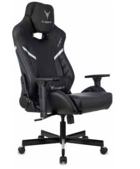 Кресло Knight Thunder 5X (эко.кожа, мех. качания, крест. металл, до 150 кг) Черный