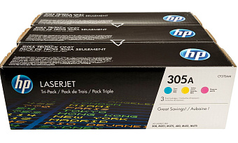 Картридж лазерный HP 305A (CF370AM) для HP M351/M357/M375/M475/M451, 3 шт. комплект голубой, пурпурный, желтый