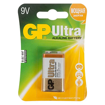 Элемент питания крона, 9V, 1шт, GP Ultra Alkaline