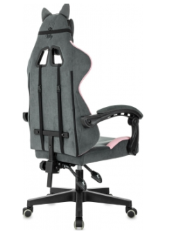 Кресло Knight Kitty Fabric (ткань, фиксация наклона спинки, крестов. пластик, до 120 кг) серый/розовый