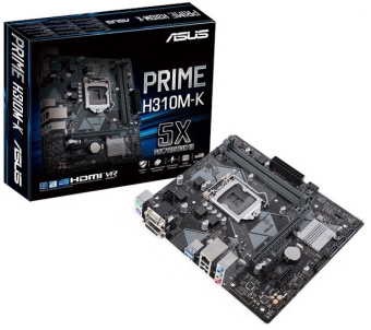 Материнская плата Socket-1151-v2 ASUS PRIME H310M-K (H310) 2*DDR4 2*PCI-Ex1 1*PCI-Ex16 4*SATA VGA DVI mATX