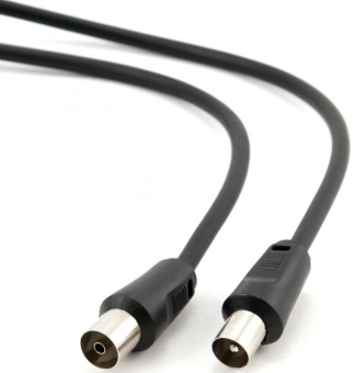 Кабель коаксиальный TV (m) < - > TV (f) 1.8m, Cablexpert, телевизионный, удлинительный, черный