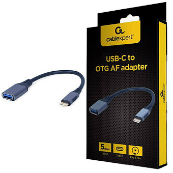 Переходник–адаптер USB-C (m)  --  USB-A (f), Gembird A-USB3C-OTGAF-01