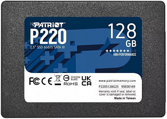Накопитель SSD SATA 128Gb Patriot P220 (TLC, 550/480 Мбайт/сек, 60 TBW)