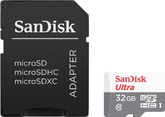 Карта памяти microSD 32Gb SanDiSk Ultra Light microSDHC CLASS 10 UHS-I + SD адаптер