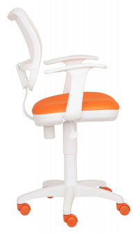 Кресло Бюрократ CH-W797 (сетка/ткань, пруж.-винт. мех. качания, крест. пластик, до 100 кг) Бело-оранжевый