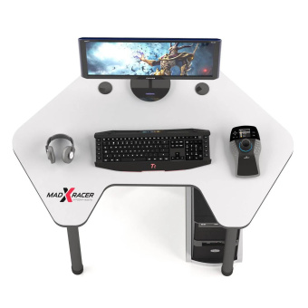 Стол компьютерный MaDXRacer PILOT GTC12 "1260х845х750" белый, кромка черная
