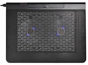 Подставка для ноутбука 17" BURO-LCP170-B214 (Blue LED, 2х1400об/мин, 23дБ, USB) Black