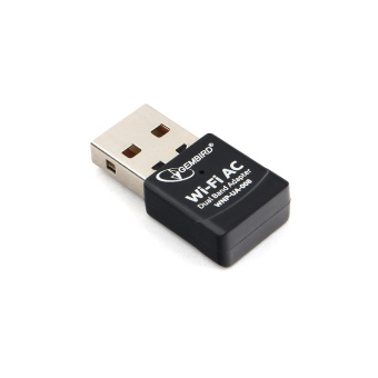 Сетевая карта USB2.0 Gembird WNP-UA-008 802.11b/g/n/ac/а, 2.4Ггц, 5Ггц, 600Мбит, 20 дБм, черный