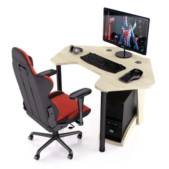 Стол компьютерный MaDXRacer PILOT GTC12 "1260х845х750" Ясень Шимо светлый